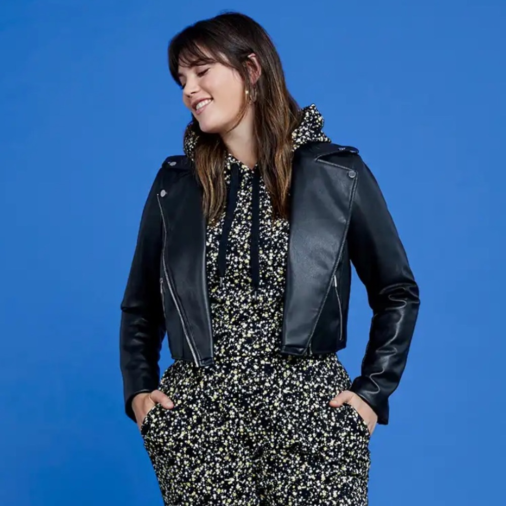 Refinery29 x Eloquii Faux Leather Cropped Moto Jacket 20